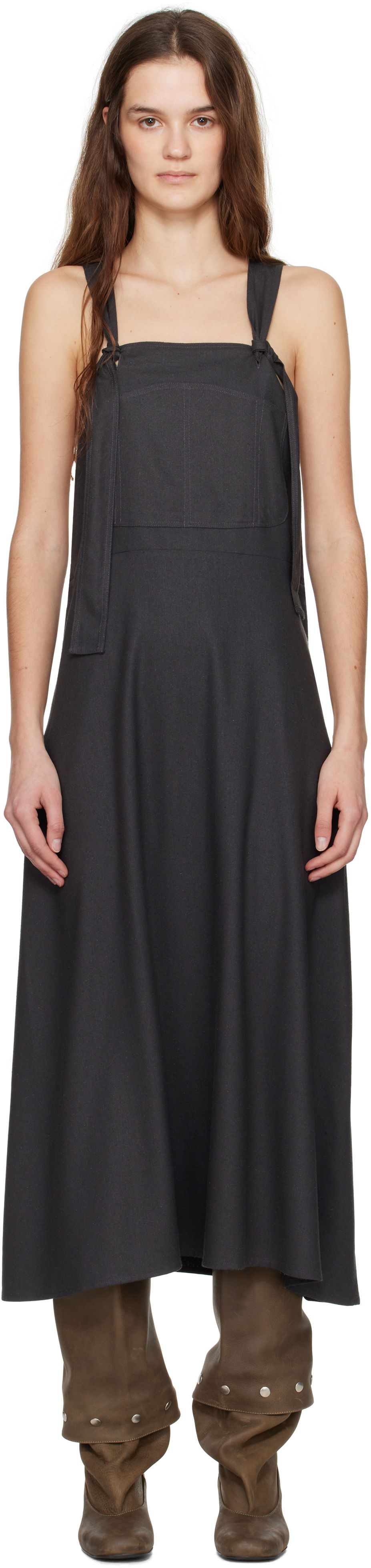 Mekko Baserange Baserange Gren Overalls Midi Dress Harmaa | DRGRO-WS-SP25, 0