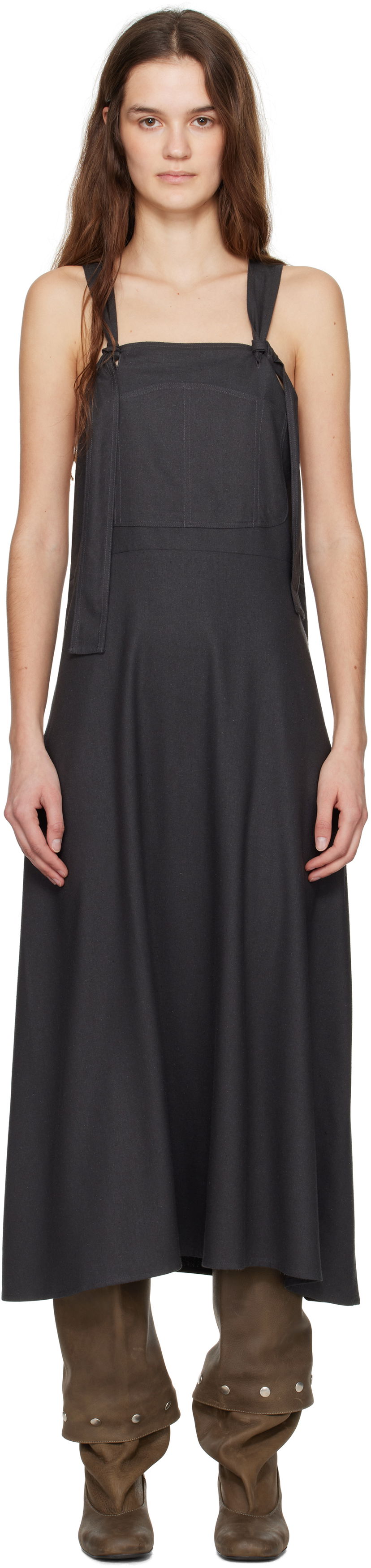 Mekko Baserange Baserange Gren Overalls Midi Dress Harmaa | DRGRO-WS-SP25