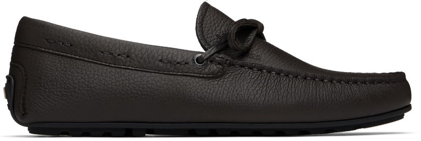 Tennarit ja kengät BOSS BOSS Grained Leather Driver Sole Loafers Ruskea | 50536247