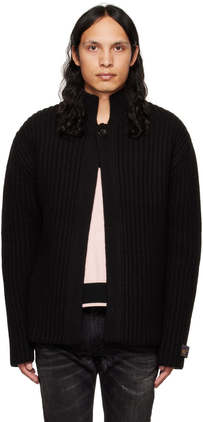 Villapaita We11done We11done Stand Collar Knit Cardigan Musta | WD-KC3-22-612-U-BK