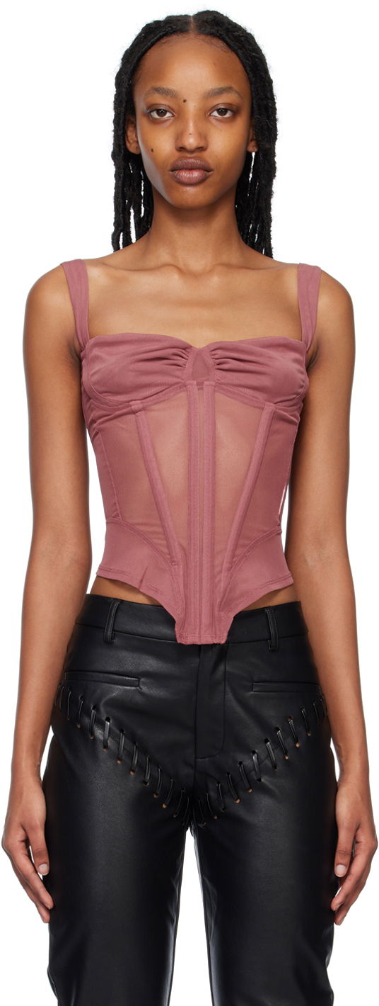 Tankkitoppi Miaou Miaou Deville Mesh Corset Tank Top Vaaleanpunainen | 7034PM1CUR