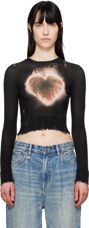 Villapaita R13 R13 Flaming Heart Cropped Sweater Musta | R13WY042-Y016B, 0