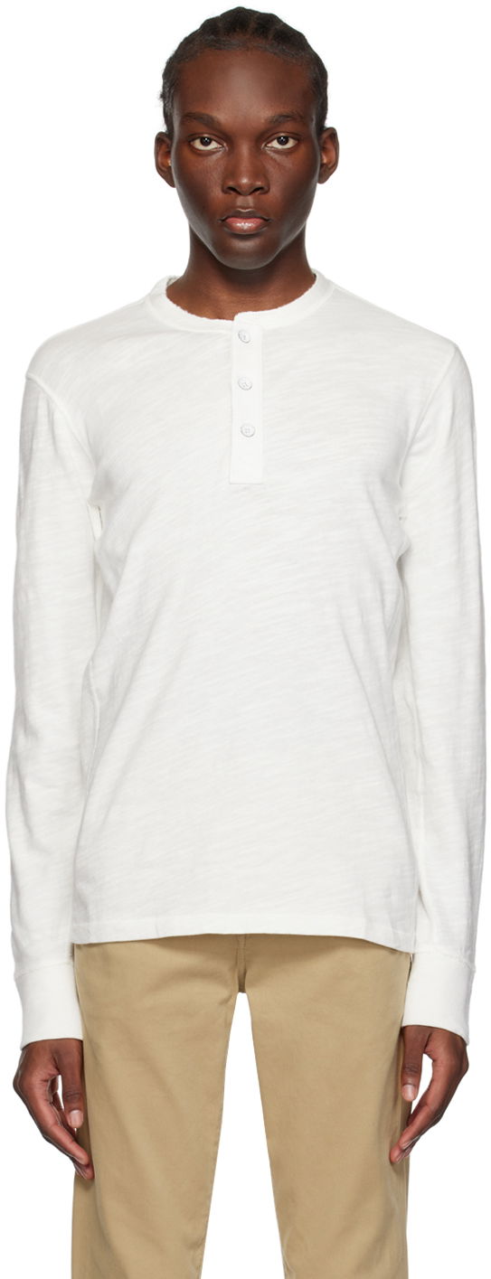T-paita rag & bone Rag & Bone Long Sleeve Henley Shirt Valkoinen | M000T656G