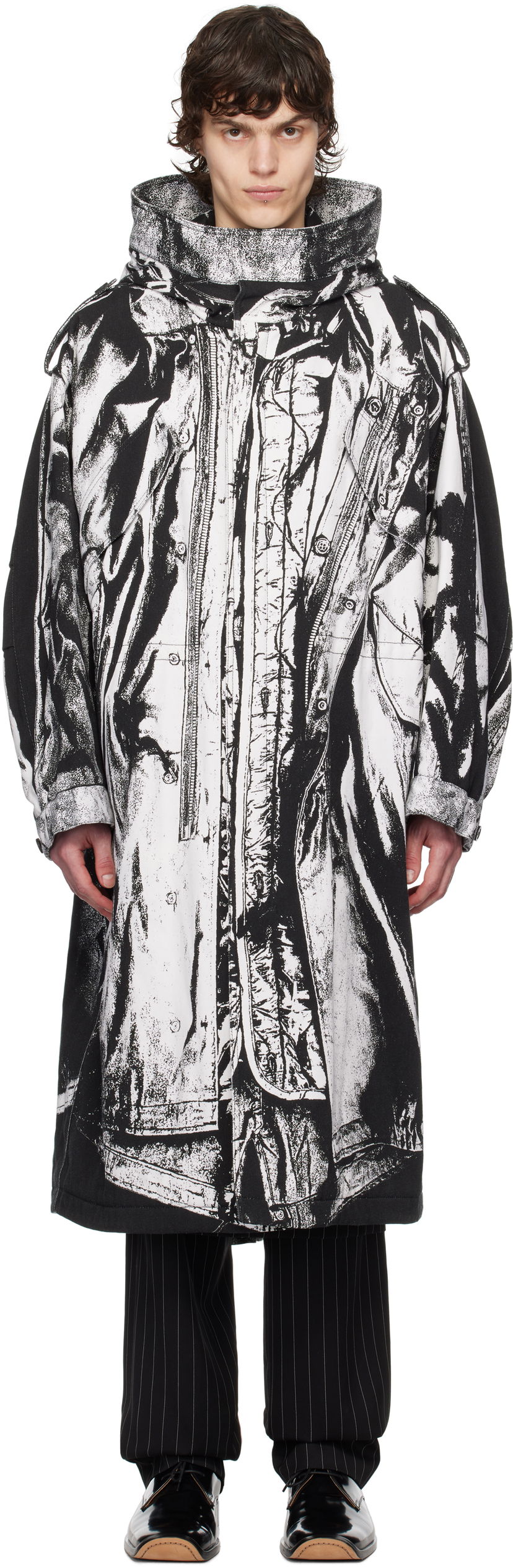 Sadetakki Jean Paul Gaultier Jean Paul Gaultier Trompe-L'œil Print Hooded Coat Musta | 25/33-F-MA032I-C570-0001