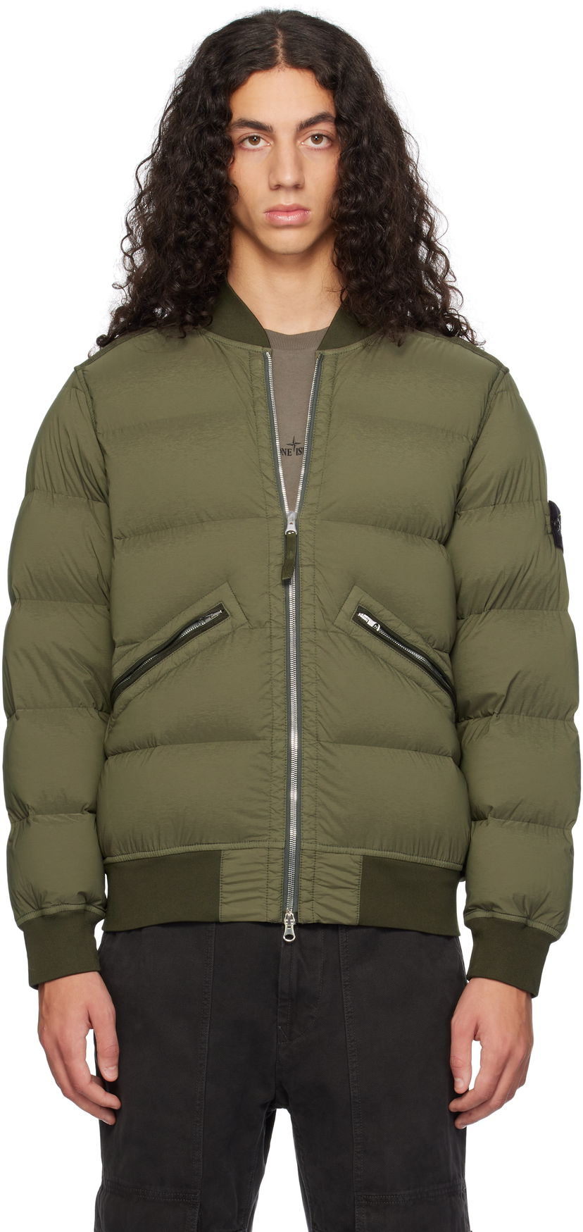 Bomber-takki Stone Island Stone Island Quilted Down Bomber Jacket Vihreä | 811540228