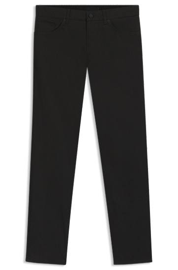 Housut BOSS Regular-Fit Cotton-Blend Satin Trousers Musta | 50543955