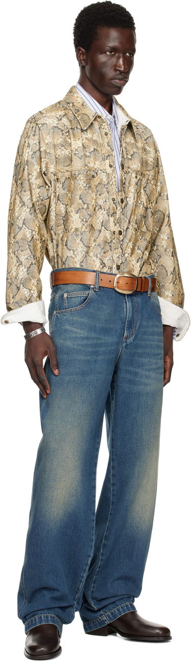 Paita ISABEL MARANT Isabel Marant Victor Snakeskin Print Shirt Beige | CH0196HA-B4G02H, 3