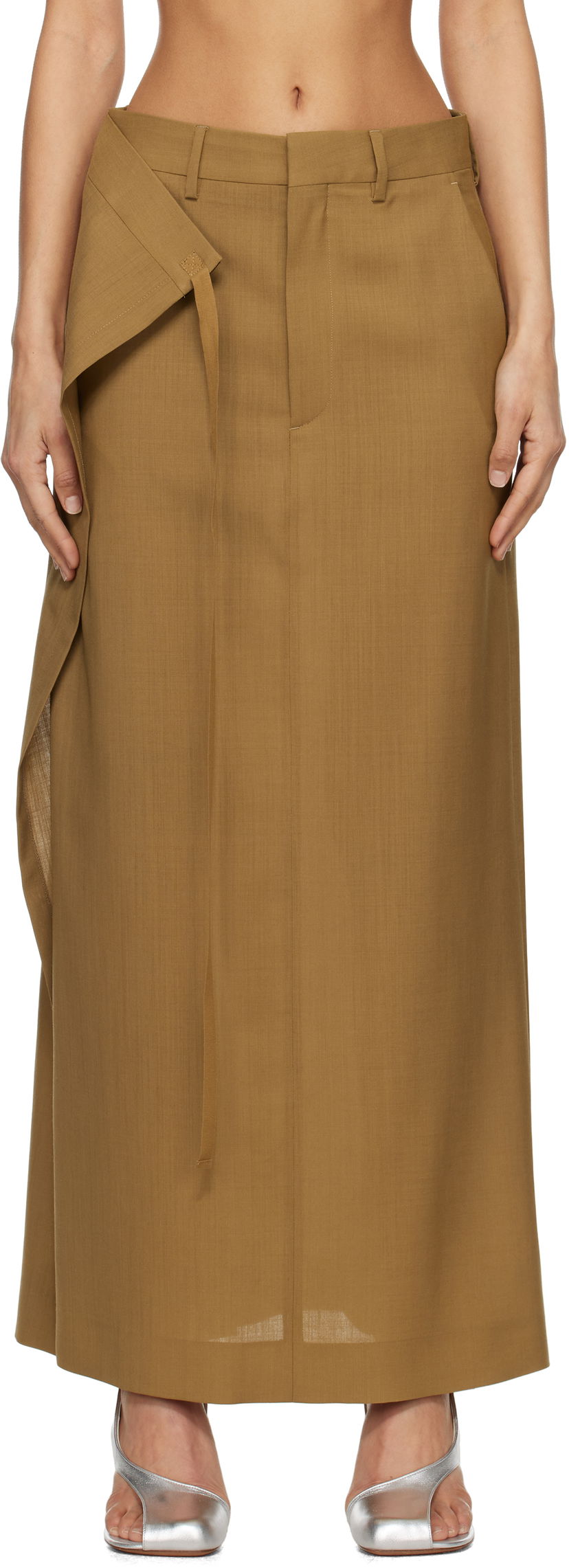 Hame Maison Margiela MM6 Maison Margiela Tie Maxi Skirt Ruskea | S52MI0017 M35080