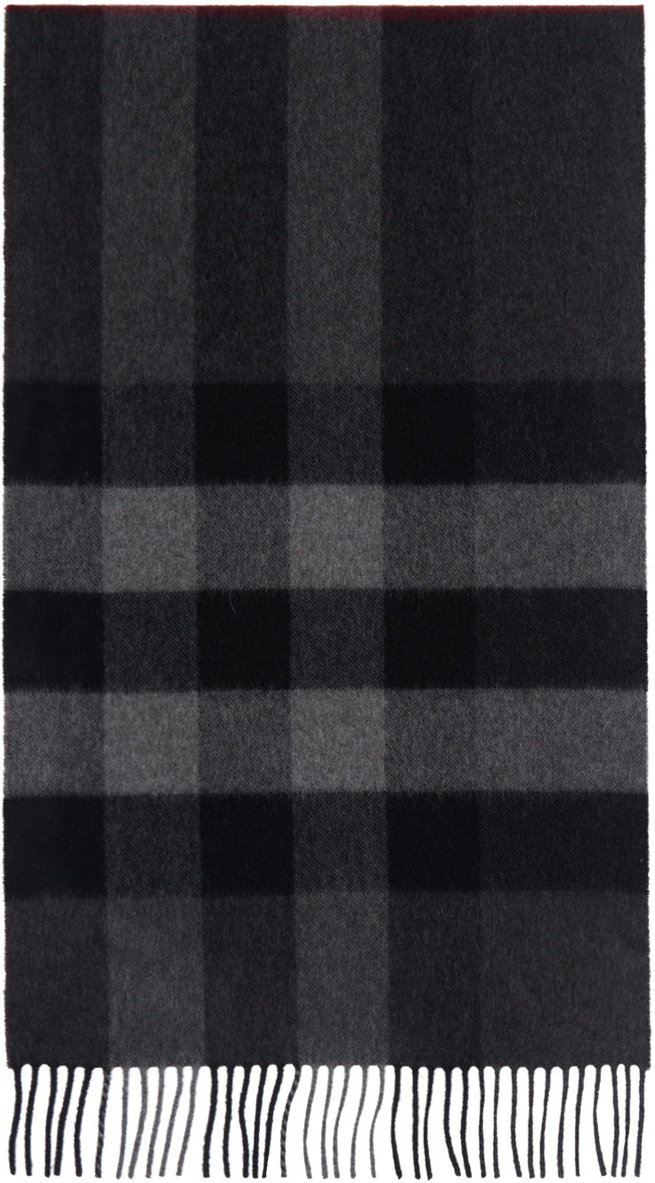 Huivi Burberry Gray Check Cashmere Scarf Harmaa | 8077893