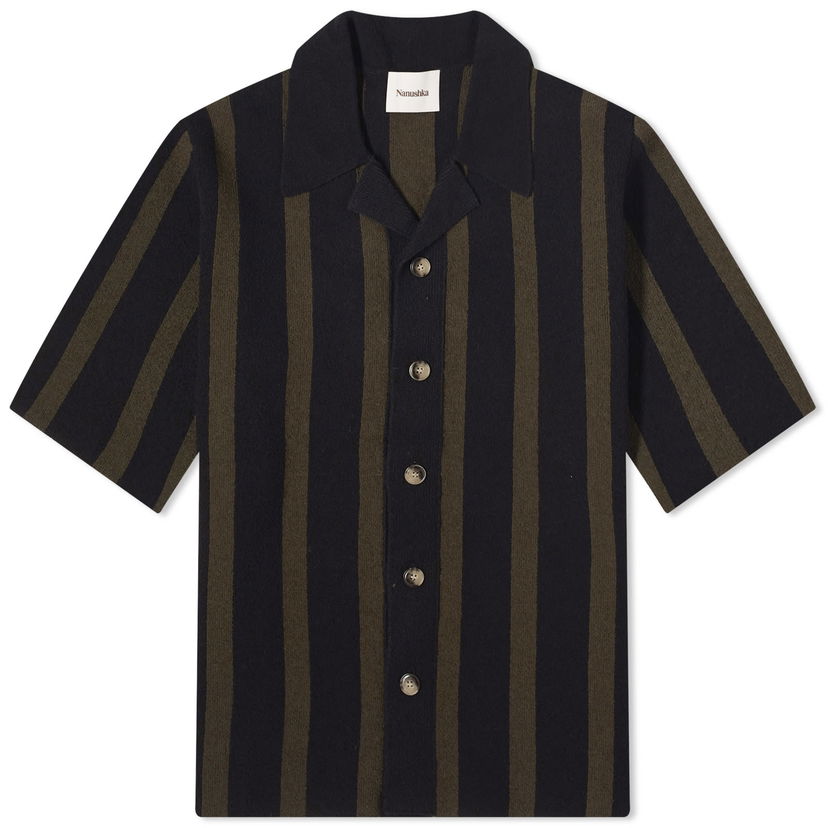 Paita Nanushka Ziko Terry Stripe Vacation Shirt Musta | NM23PFSH01366