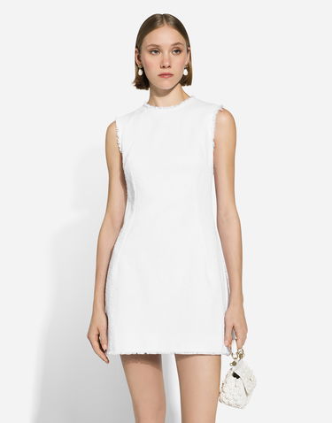 Mekko Dolce & Gabbana Short Cotton Tweed Dress Valkoinen | F6JKDTHUMT9W0800, 3