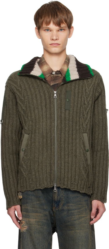Villapaita Andersson Bell Andersson Bell Stripe High-Neck Zip-Up Sweater Vihreä | atb1344m, 0