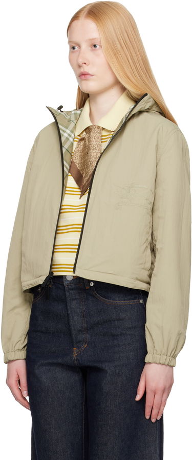 Tuulitakki Burberry Burberry Cropped Check Reversible Hoodie Vihreä | 8105850, 3