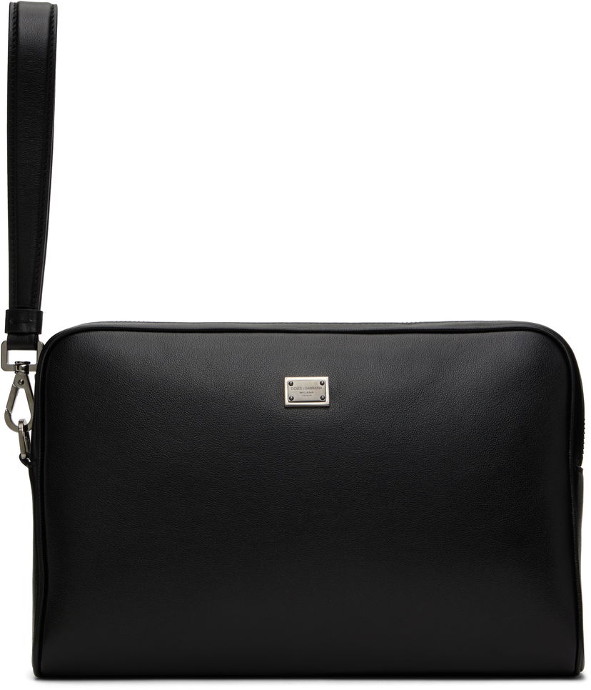 Käsilaukku Dolce & Gabbana Dolce&Gabbana Calfskin Wristlet Pouch Musta | BM2441AV956