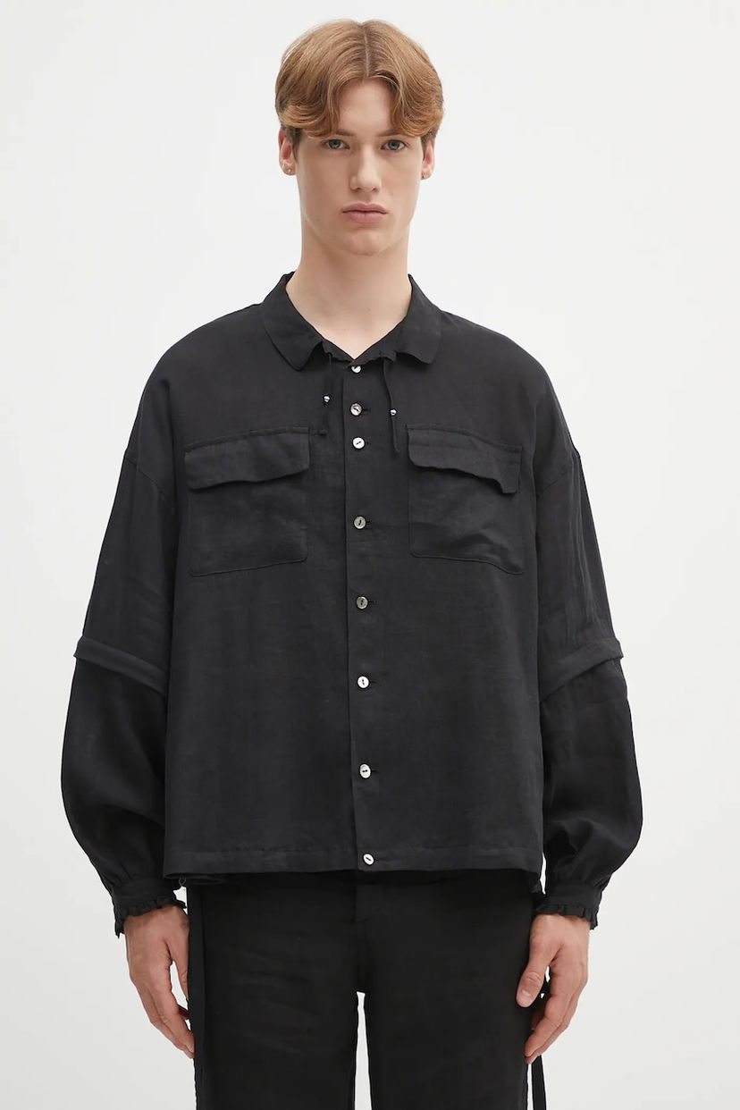 Paita UNDERCOVER Undercover Relaxed Fit Linen Shirt Musta | UC1E4408.1