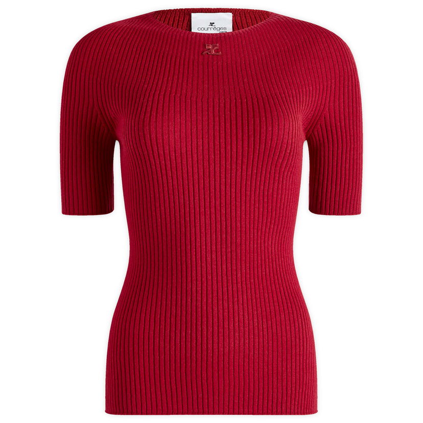 T-paita Courrèges Short Sleeves Light Rib Sweater Punainen | 124MPU130FI0049-4031