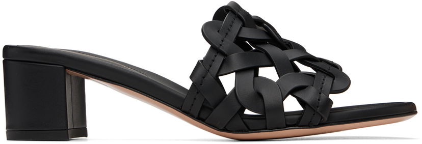 Tennarit ja kengät Gianvito Rossi Amalfi Woven Leather Heeled Sandals Musta | G10025-45RIC-CLN