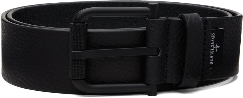 Vyöt Stone Island Stone Island Tumbled Leather Belt Musta | K2S15 9300002 S0072