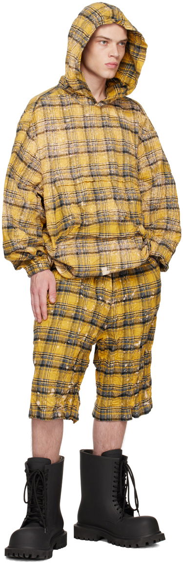 Shortsit We11done We11done Crinkled Check Shorts Keltainen | WD-PT1-23-254-U-YE, 3
