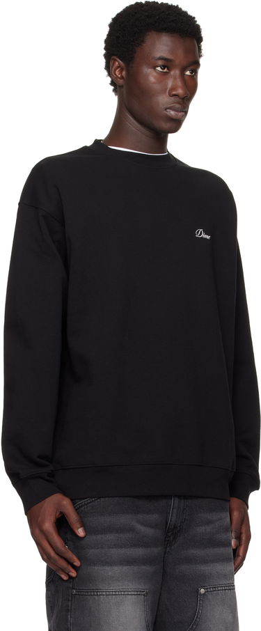Huppari Dime Dime Cursive Small Logo Crewneck Sweatshirt Musta | DIMESU2538BLK, 1