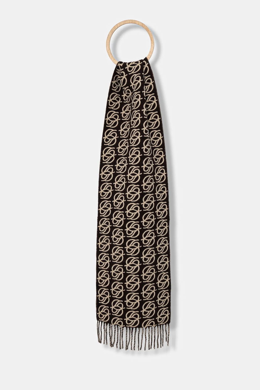 Huivi Drôle de Monsieur Drôle de Monsieur L'Echarpe Monogramme Patterned Scarf Ruskea | I.SF118.WO046