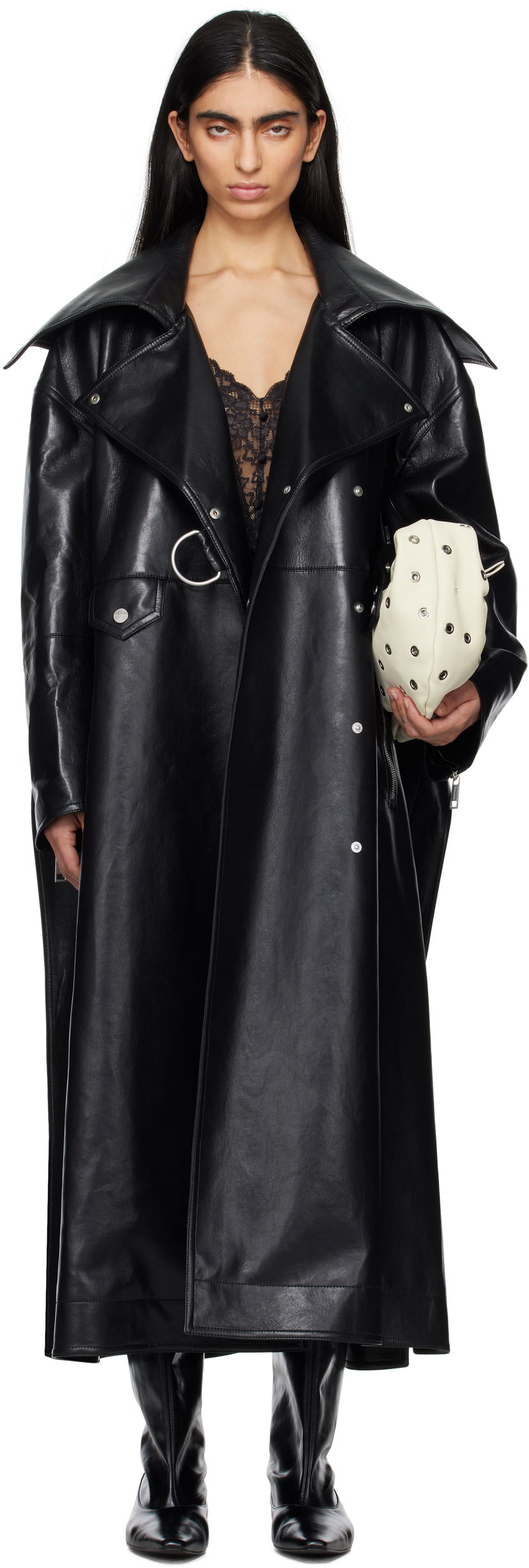 Trenssitakki Nanushka Nanushka Teca Regenerated Leather Trench Coat Musta | NW25RSOW14099