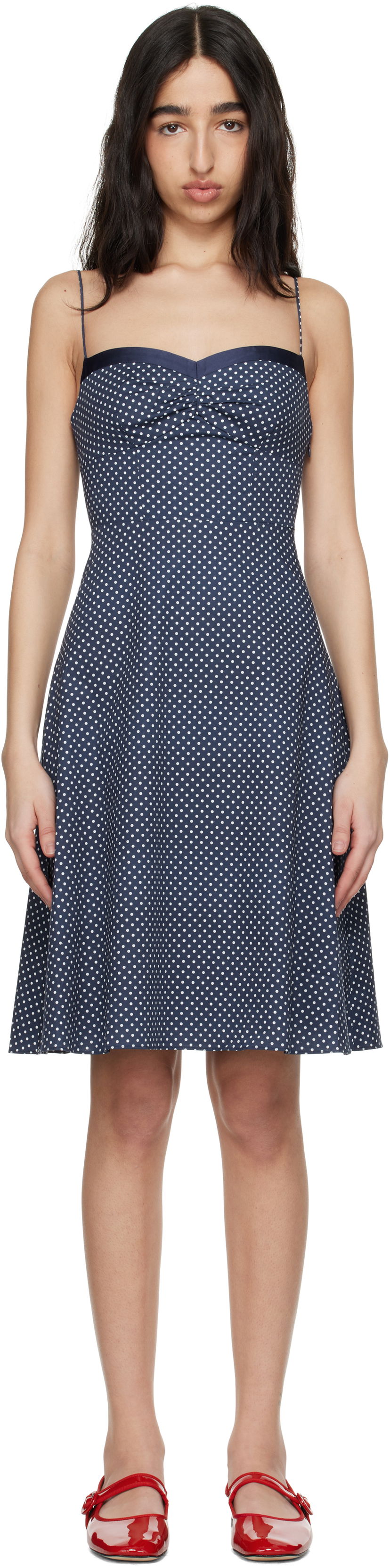 Mekko GUIZIO Guizio Margaux Polka Dot Midi Dress Tummansininen | S25422W089