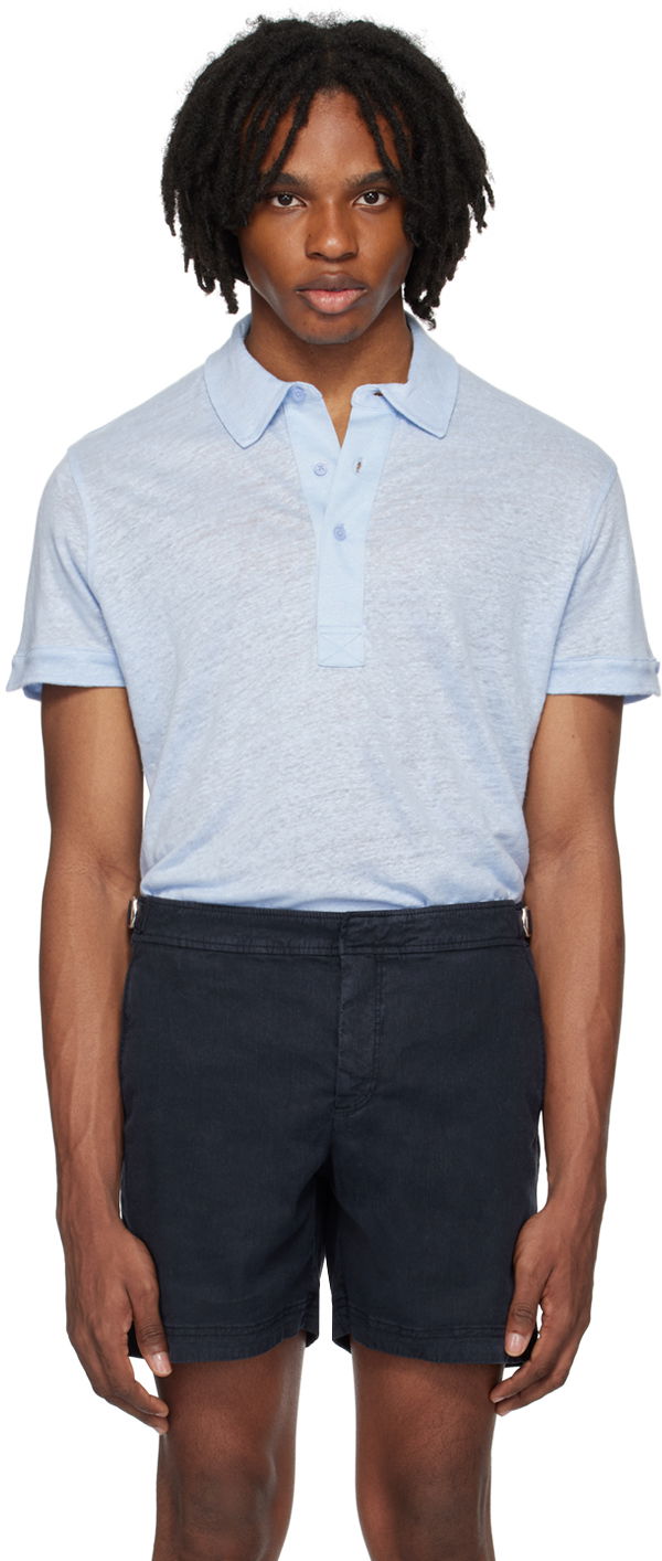 Poolopaita Orlebar Brown Linen Polo Shirt Sininen | 278987