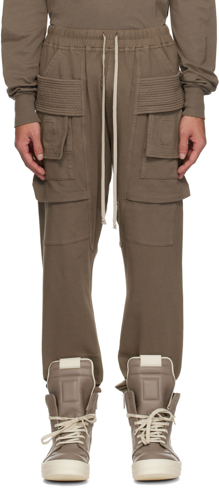 Cargo housut Rick Owens Rick Owens DRKSHDW Hollywood Creatch Drawstring Cargo Pants Ruskea | DU01E3376 RIG