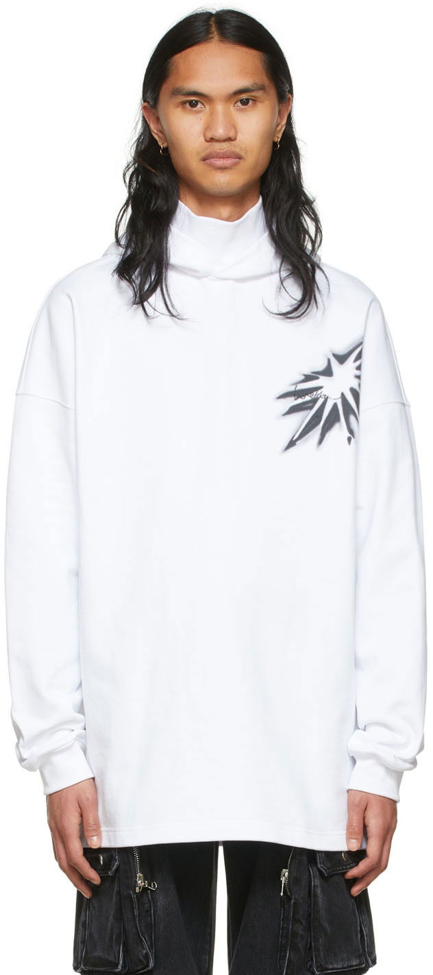 Huppari We11done Graphic Print Cotton Turtleneck Valkoinen | WD-TH1-22-702-U-WH