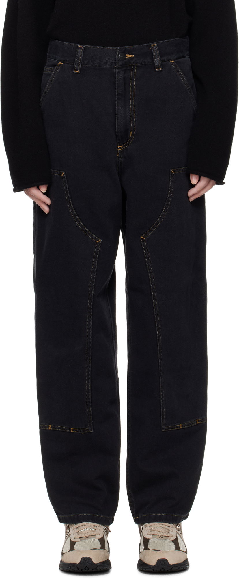 Cargo housut Carhartt WIP Double Knee Denim Work Pants Musta | I034229 8906