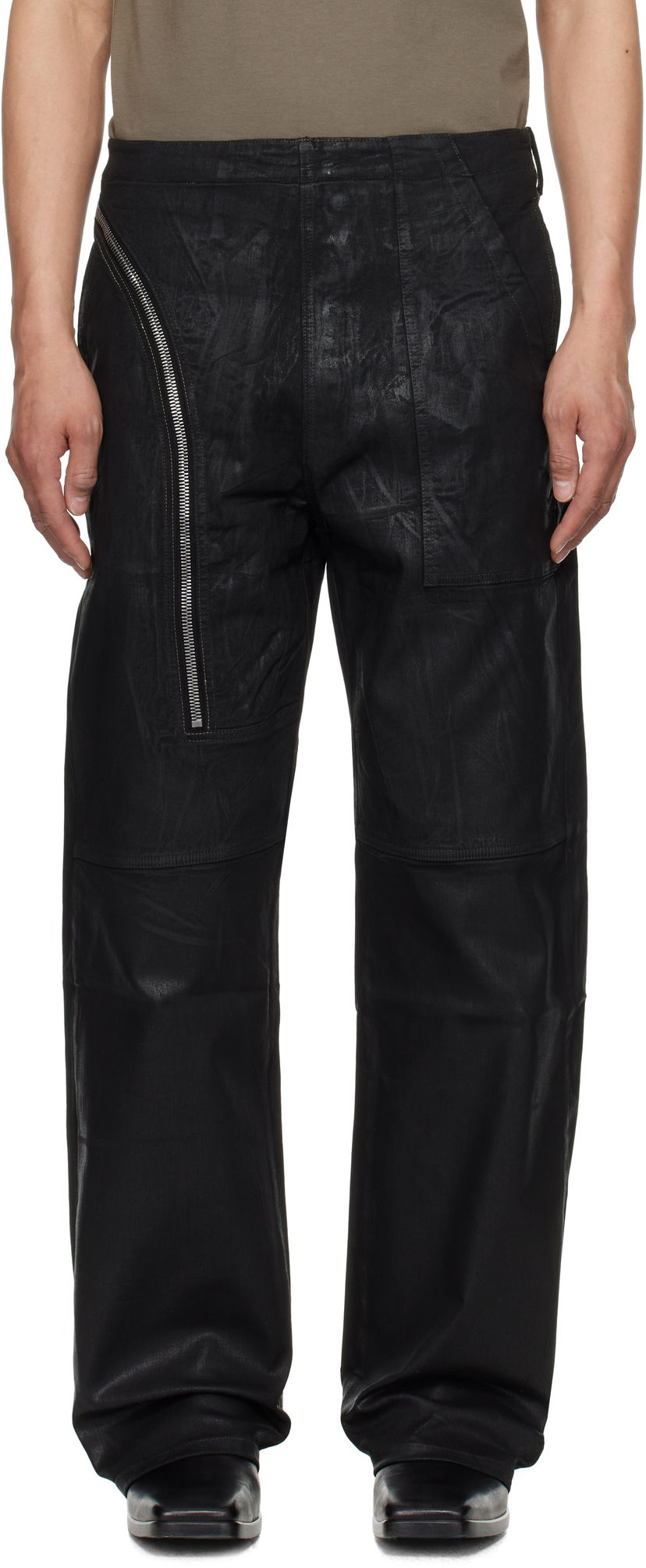 Housut Rick Owens Rick Owens DRKSHDW Hollywood Aircut Leather Pants Musta | DU01E3356 SCF