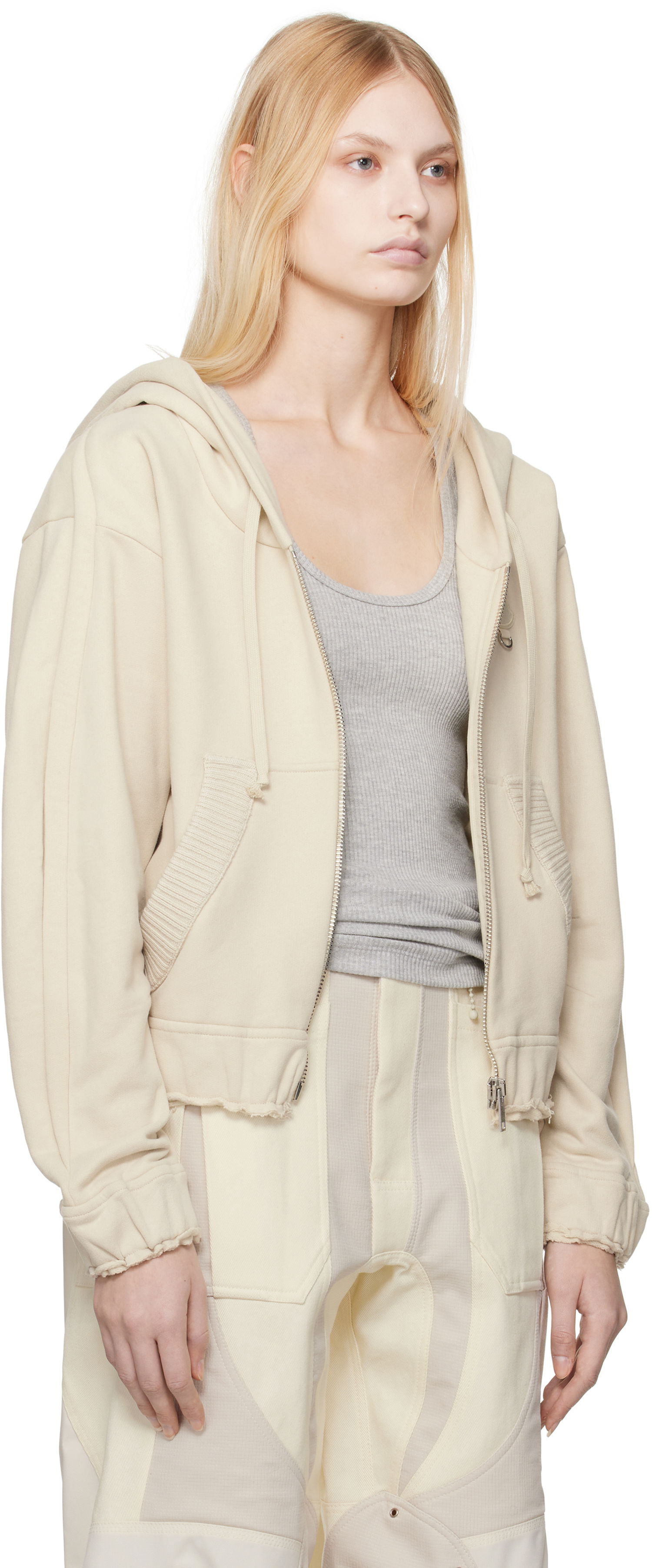 Huppari Moncler Moncler Genius x Willow Smith Zip-Up Cotton Hoodie Beige | J209T 8G00001 - 899WC, 1