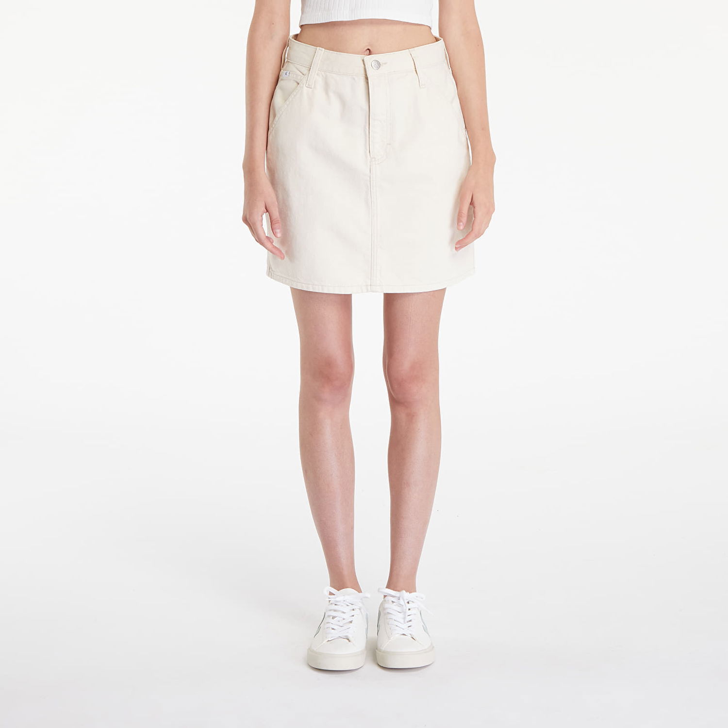 Hame CALVIN KLEIN Hr A-Line Mini Skirt Hammerloop White Valkoinen | J20J224345 1AA, 0