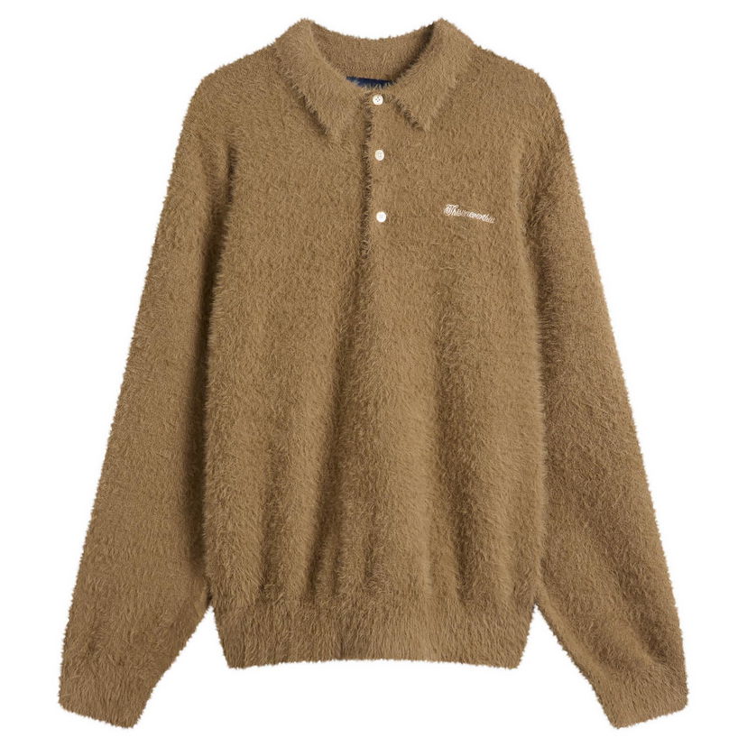 Poolopaita thisisneverthat SCT-Logo Shaggy Knit Polo, Size Large Ruskea | TN253KKNPK08-Mud