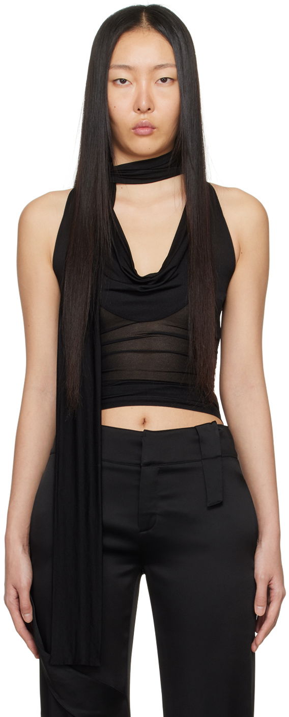 Tankkitoppi Blumarine Blumarine Cowl Neck Tank Top Musta | P422C271A