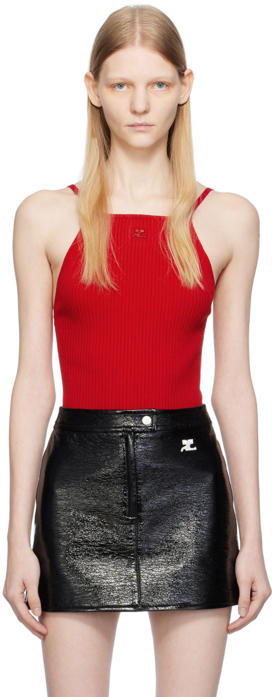 Body Courrèges Courrèges Women's Square Neck Tank Top Punainen | 423MTO221FI0001