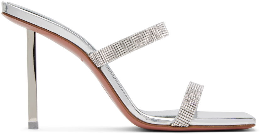 Asusteet Amina Muaddi Amina Muaddi Rih Crystal-Embellished Slipper Sandals Metallinen | RIH SLIPPER METAL MESH