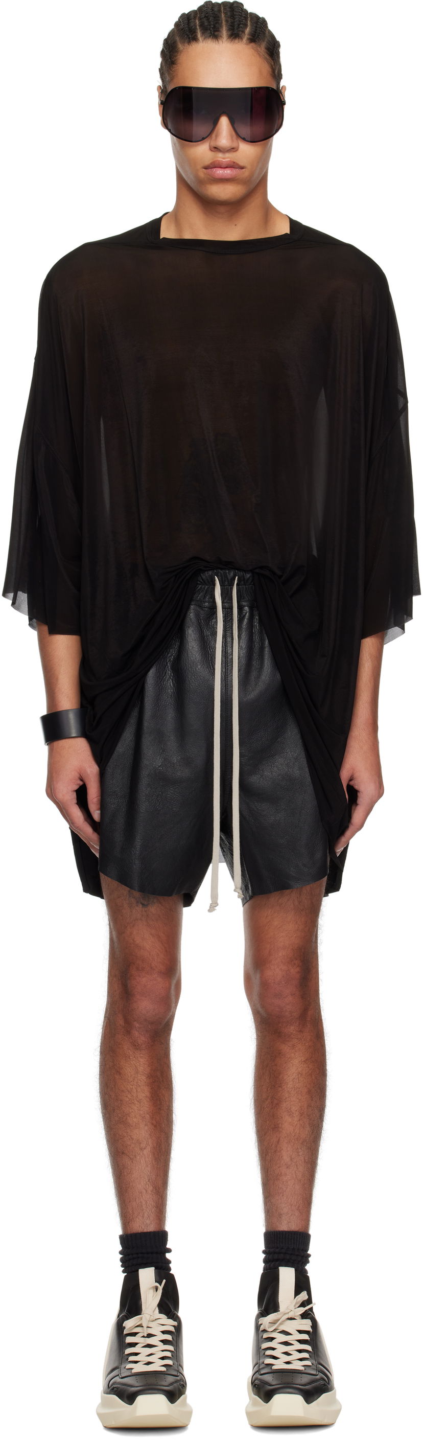Shortsit Rick Owens Rick Owens Hollywood Tommy Sheer T-Shirt Musta | RR01E5283 BZ