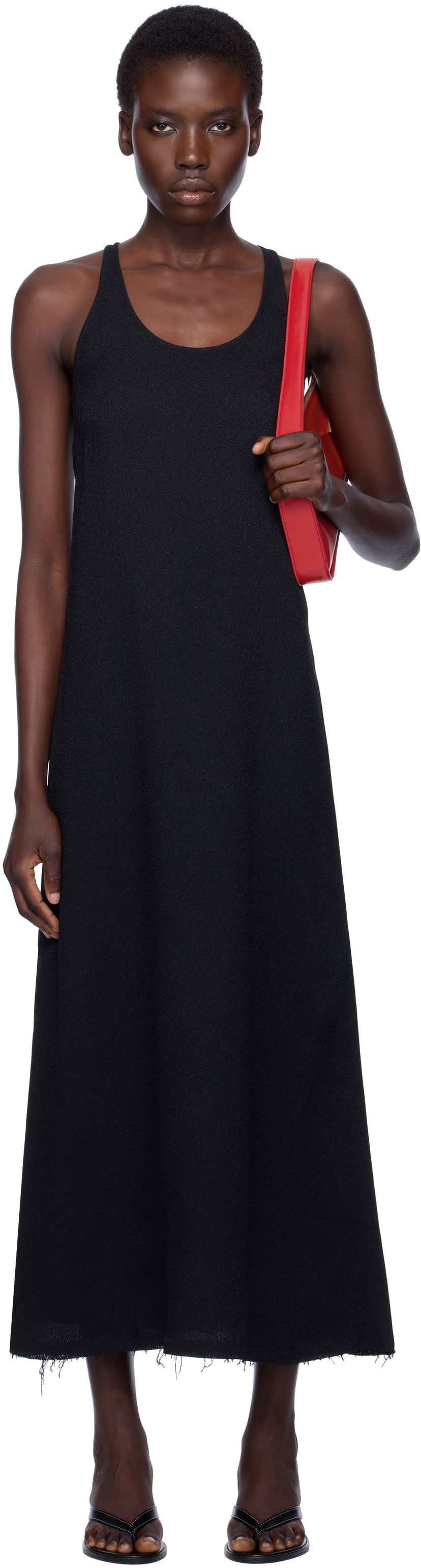 Mekko TOTEME TOTEME Scoop-Neck Sablé Midi Dress Musta | 243-WRD4142-FB0240