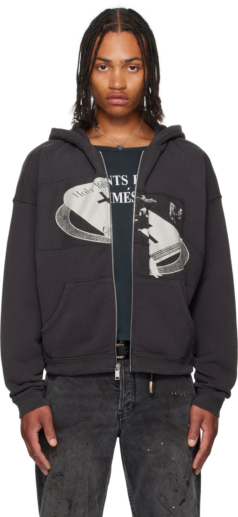Huppari Enfants Riches Déprimés Enfants Riches Déprimés Holy Bible Assemblage Baggy Zip Hoodie Musta | 020-465