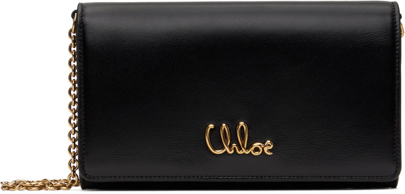 Lompakko CHLOÉ Chloe Iconic Flap Wallet on Chain Musta | CH25SP485O16