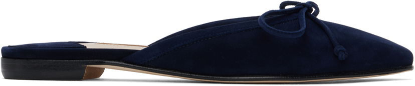 Kengänhoito Manolo Blahnik Manolo Blahnik Ballerimu Suede Mules Tummansininen | 9XX-0657
