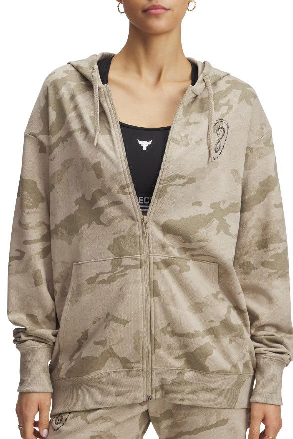 Huppari Under Armour Project Rock Heavyweight Full Zip Hoodie Beige | 1389708-299