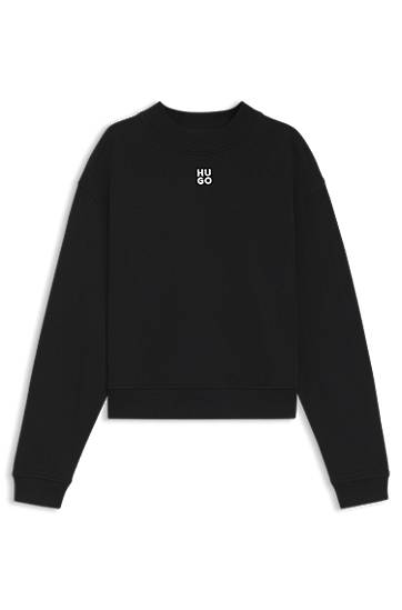 Villapaita BOSS Relaxed Fit Cotton Terry Sweatshirt with Stacked Logo Musta | 50527463