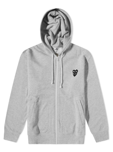 Huppari Comme des Garçons Play Overlapping Heart Zip Hoody Harmaa | P1T302