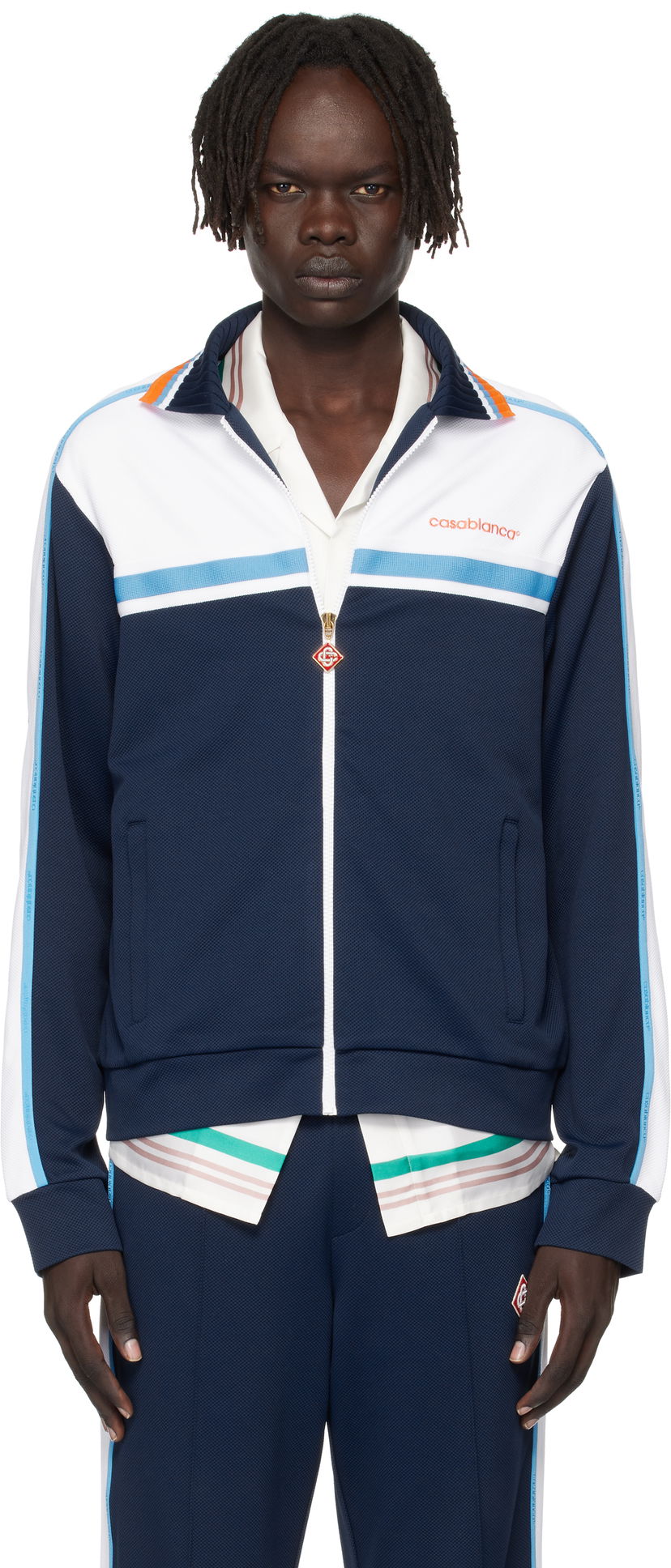 Takki Casablanca Casablanca Pique Track Jacket Tummansininen | MPF25-JTP-391-01