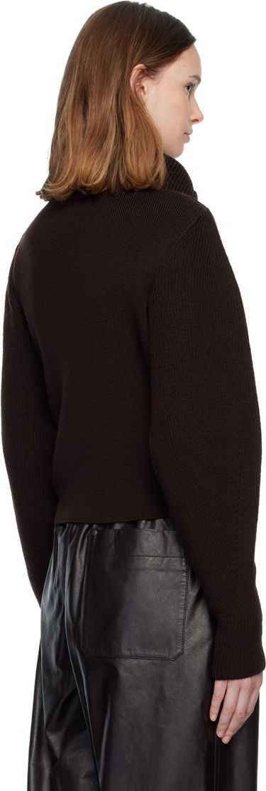 Villapaita LEMAIRE LEMAIRE Rib Knit Half-Zip Stand Collar Sweater Ruskea | TO1422 LK1043, 2