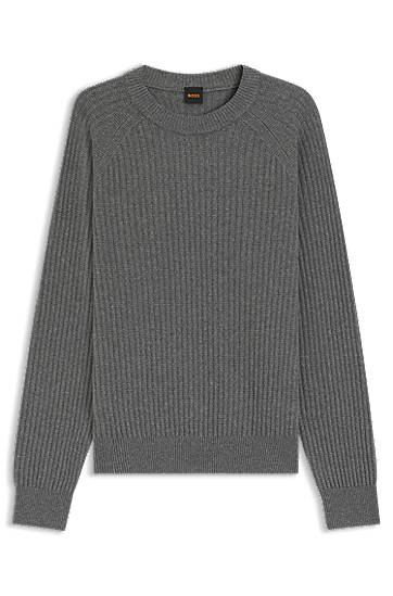 Villapaita BOSS Relaxed-fit sweater with rib knit Harmaa | 50548674