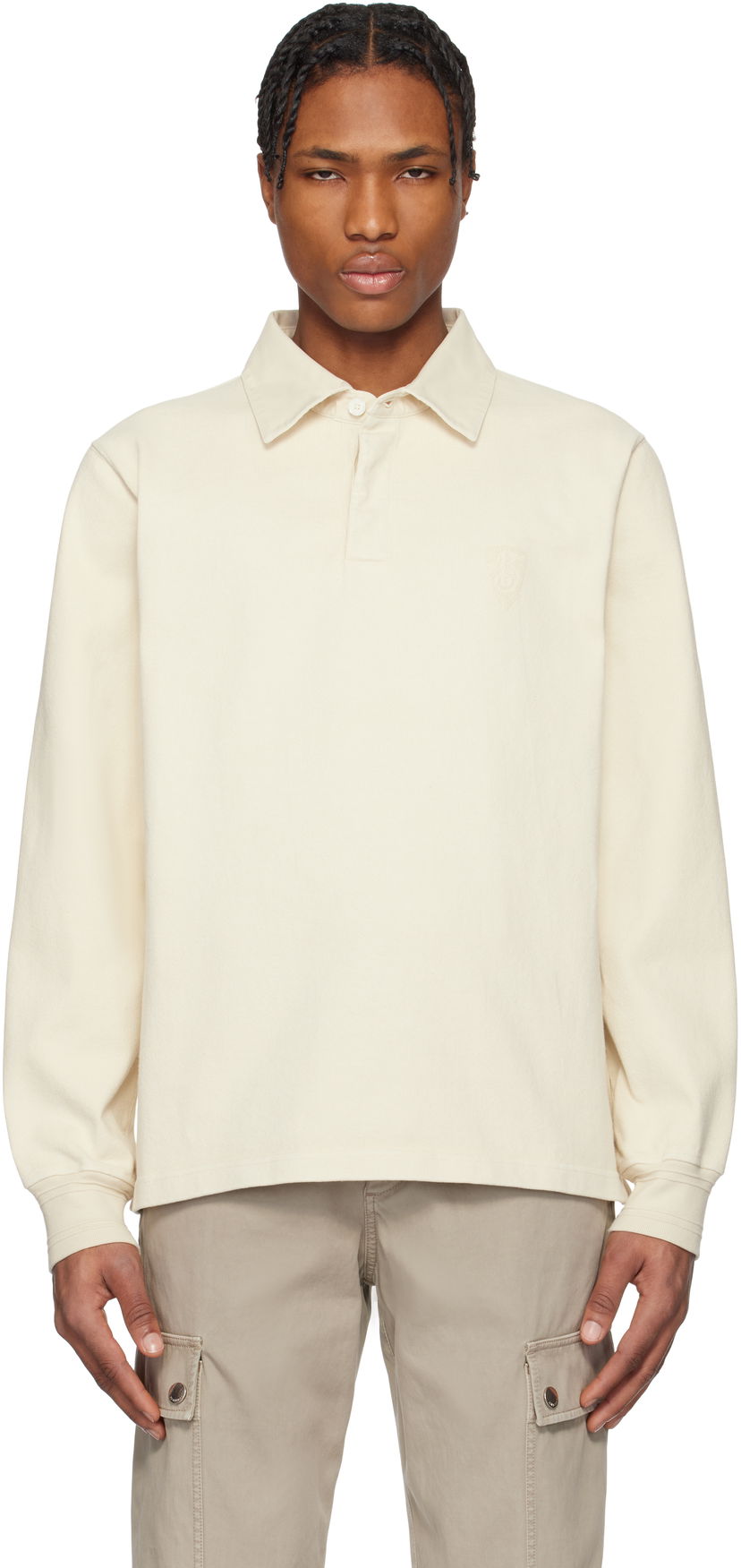 Poolopaita Burberry Burberry Long-Sleeve Polo Valkoinen | 8101336